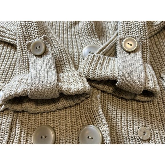 Talbots Cardigan Sweater Women's Small Cream Chunky Cable Knit Button Up Cotton - Picture 12 of 13